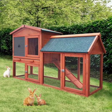 Alopet Wooden Rabbit Hutch, Guinea Pig, Outdoor Chicken Coop with Run Cage
